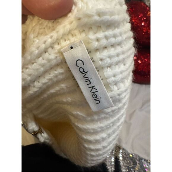 Calvin klein zippered cream Knit & gold scarf neck Snood - Picture 3 of 4